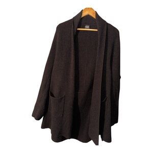 Eileen Fisher Black Wool Boucle Long Cardigan Sweater Coat